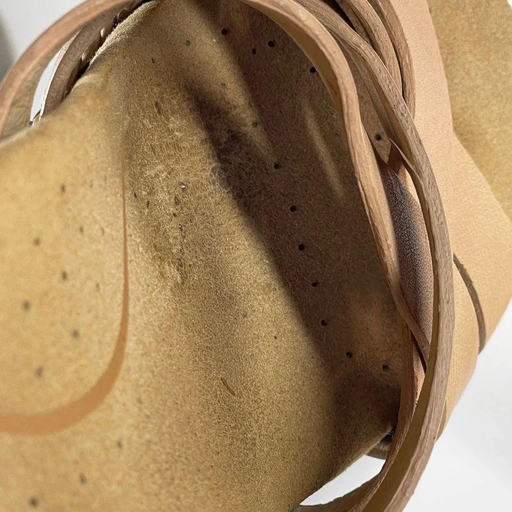 Dansko Sissy Tan Leather Strappy Clog Sandals Wood Heel Studded Women 36 5.5-6 - Picture 7 of 16